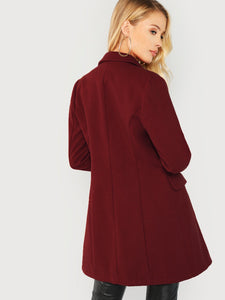 Double Breasted Notched Neck Solid Coat