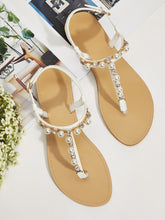 Load image into Gallery viewer, Faux Pearl Decor Toe Post Sandals