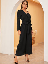 Load image into Gallery viewer, Asymmetrical Neck Wide Leg Belted Jumpsuit