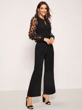 Load image into Gallery viewer, 3D Applique Sheer Sleeve Keyhole Front Jumpsuit