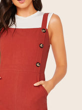 Load image into Gallery viewer, Buttoned Front Slant Pocket Pinafore Jumpsuit