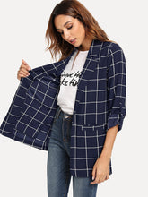 Load image into Gallery viewer, Dual Pocket Plaid Blazer