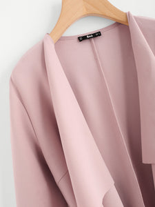 Waterfall Collar Pocket Front Wrap Coat