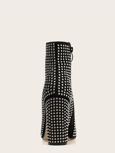 Studded Side Zip Chunky Boots