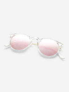 Clear Frame Mirror Lens Sunglasses