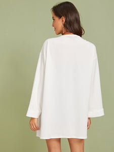 Solid Bell Sleeve Open Front Coat