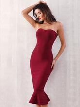 Load image into Gallery viewer, Adyce Zip Back Fishtail Hem Bodycon Tube Dress