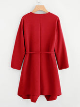 Load image into Gallery viewer, Waterfall Collar Pocket Front Wrap Coat