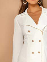 Load image into Gallery viewer, Double Breasted Zip Front Blazer Dress