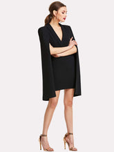 Load image into Gallery viewer, Surplice Front Shawl Collar Cape Dress