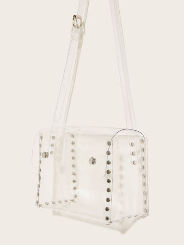 Studded Decor Clear Crossbody Bag