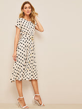 Load image into Gallery viewer, 60s Polka Dot Ring Belted Skater Dress