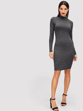 Load image into Gallery viewer, Mock Neck Heathered Knit Dress