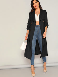 Waist Belted Double Breasted Waterfall Coat