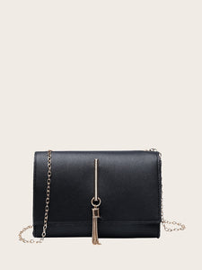 Tassel Decor Flap Chain Crossbody Bag