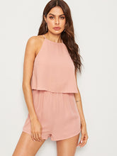 Load image into Gallery viewer, Split Back Blouson Halter Romper