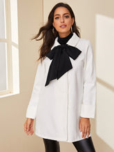 Load image into Gallery viewer, Tie Neck Open Front Longline Coat