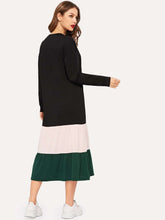 Load image into Gallery viewer, Color-block Riffle Hem Longline Dress