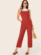 Load image into Gallery viewer, Buttoned Front Slant Pocket Pinafore Jumpsuit