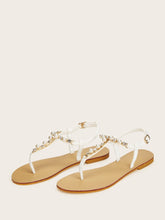 Load image into Gallery viewer, Faux Pearl Decor Toe Post Sandals