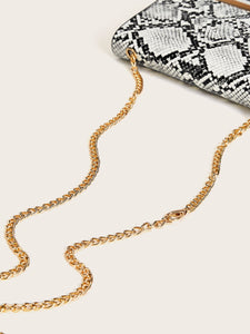 Snakeskin Print Chain Crossbody Bag