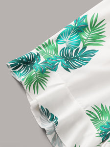 Tropical Print Ruffle Trim Romper