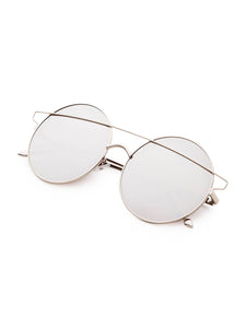 Silver Double Bridge Round Sunglasses