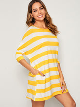 Load image into Gallery viewer, Batwing Sleeve Striped Dress