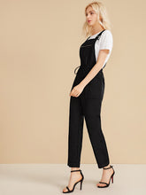 Load image into Gallery viewer, Zipper Front Drawstring Waist Solid Overalls