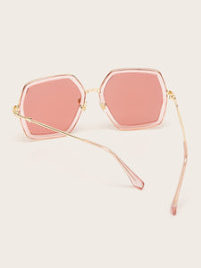 Irregular Metal Frame Tinted Lens Sunglasses