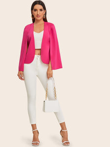 Neon Pink Open Front Cape Blazer