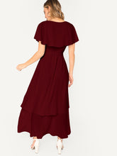 Load image into Gallery viewer, Self Belted Surplice Wrap Cape Dress