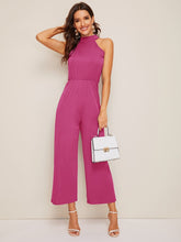 Load image into Gallery viewer, Tie Back Wide Leg Halter Neck Jumpsuit