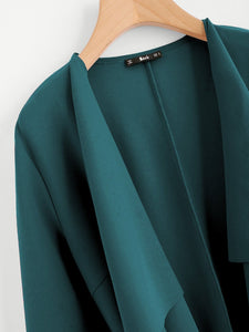 Waterfall Collar Pocket Front Wrap Coat