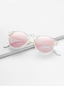 Clear Frame Mirror Lens Sunglasses