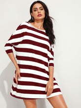 Load image into Gallery viewer, Batwing Sleeve Striped Dress