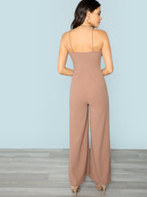 Load image into Gallery viewer, Button Front V-Neck Jumpsuit