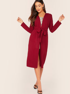 Open Front Belted Coat