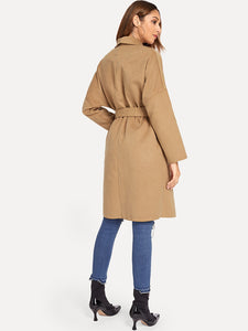 Drop Shoulder Drape Collar Wrap Coat