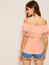 Load image into Gallery viewer, Cold Shoulder Guipure Lace Trim Top