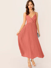 Load image into Gallery viewer, Surplice Neck Pleated Cami Dress