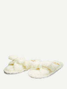 Bow Detail Faux Fur Slippers