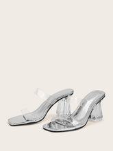 Load image into Gallery viewer, Two Part Clear Strap Chunky Heels