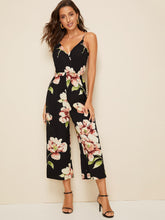 Load image into Gallery viewer, Surplice Neck Wide Leg Floral Print Slip Jumpsuit