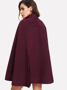 Slit Back Tied Front Cape Coat