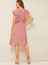 Load image into Gallery viewer, 70s Ruffle Armhole Button Front Dress