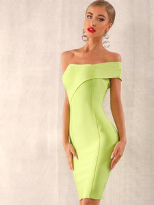 Adyce Neon Pink One Shoulder Midi Bandage Dress