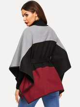 Load image into Gallery viewer, Cut-and-sew Self Belted Cape Coat