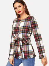 Load image into Gallery viewer, Raw Hem Belted Tweed Coat