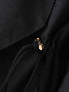 Waterfall Collar Drawstring Slant Pocket Outerwear